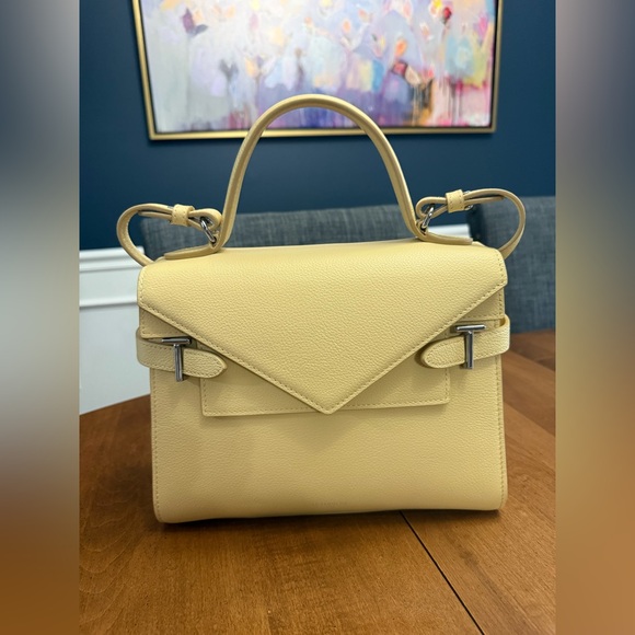 Le Tanneur Medium Emilie Handbag with Double Flap - Yellow - Picture 4 of 10